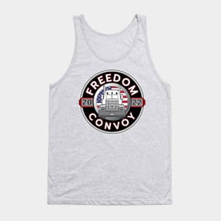 FREEDOM CONVOY 2022 - USA TRUCKERS FOR FREEDOM - GRAY ROUND WHITE LETTERS RED Tank Top